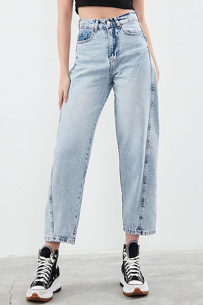 its basic Blugi de zăpadă de damă Culoare Morcov Fit Casual Fit Denim cu talie înaltă
