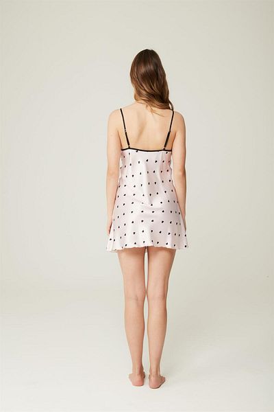 MISSDORE Maribel-Heart Satin Short Nightgown Patterned