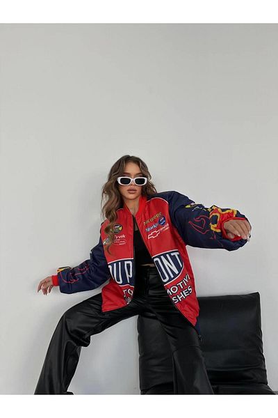 Touz جاكيت منفوخ أحمر مبطن للجنسين من Streetwear