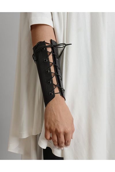 es moda shop Xena exaggerated leather bracelet black