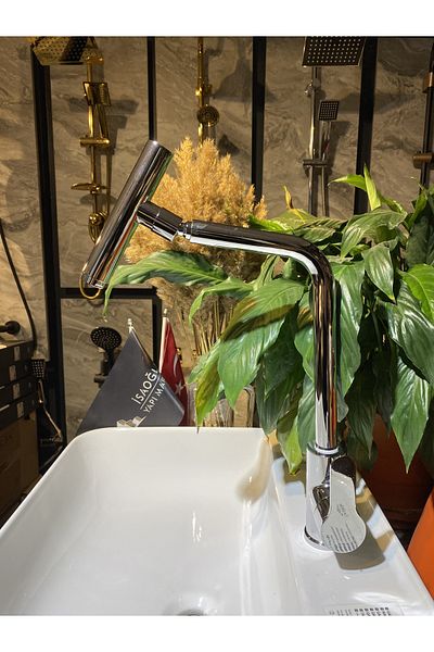 İSAOĞLU YAPI Kitchen Faucet 360 Degree Moving Head Silver Sink Tap Telescopic System