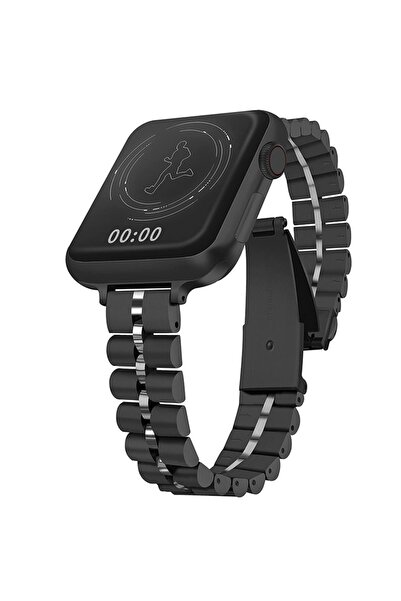 Techmaster Apple Watch 5 6 7 8 9 38mm 40mm 41mm Uyumlu Slim Baklalı Band Kordon