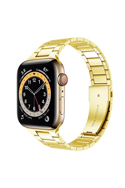 Techmaster Apple Watch 5 6 7 8 9 Seri 38mm 40mm 41mm Uyumlu Slim Çelik Kordon