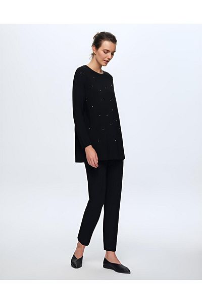 MISS DALIDA Γυναικείο Basic Tunic με Πέρλες στο μπροστινό μέρος
