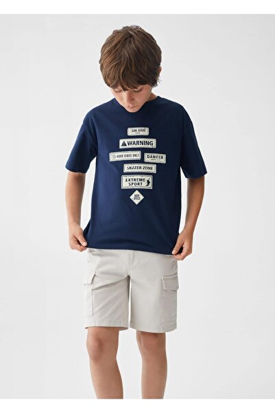 MANGO Kids Desenli pamuklu tişört