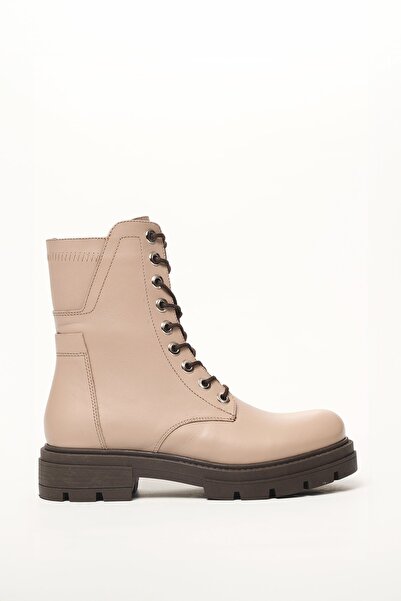 DERİR DERİ Шкіряні круглі черевики на підборах із шнурівкою та застібкою-блис...