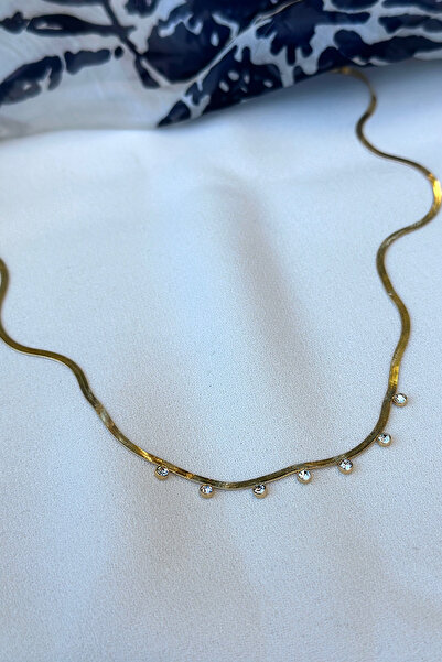 Elegant Italian Chain Steel Necklace with Special Design Zircon Stone