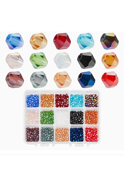 HASAN ERDOĞAN 4 مم 15 لونًا من مستلزمات صناعة المجوهرات والخرز الكريستالي