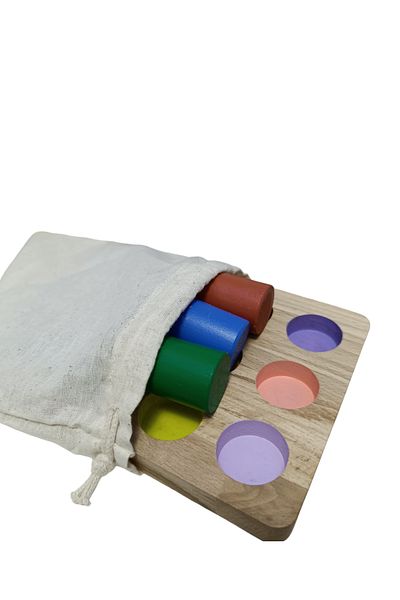 Sekk O Educational Wooden Toy Mind-Developing Painted Color Assorted Find Plug Table CylinderToy