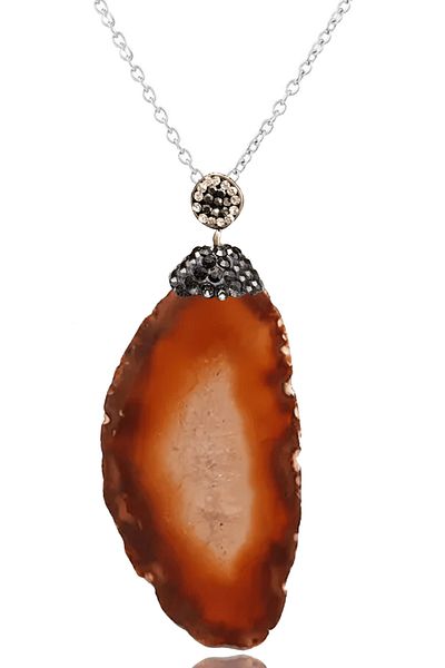 Tesbih Atölyesi Certified Zircon Stone Plate Yemen Agate Stone Necklace