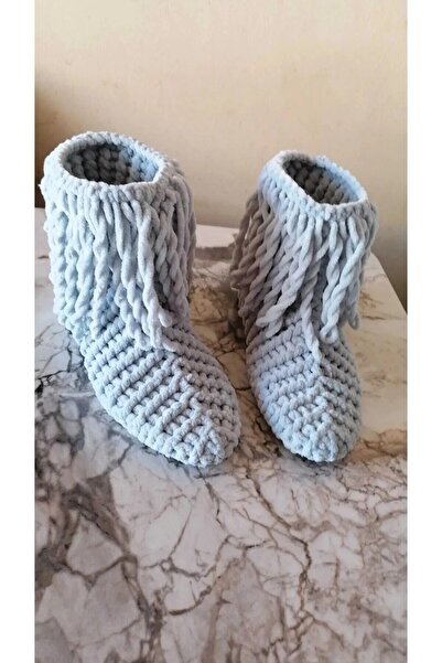 MERUT STYLE HAYATINI RENKLENDİR Ev Botu Panduf Kadife Ip Açık Gri Püsküllü El...