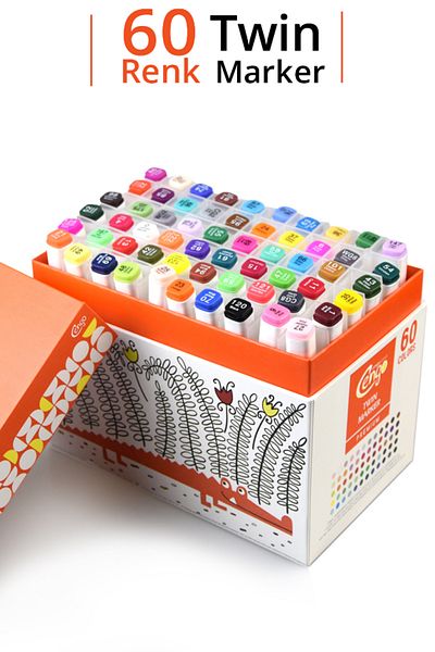 Kids Like 60 Colors Double Sided Premium Twin Marker Pen Set
