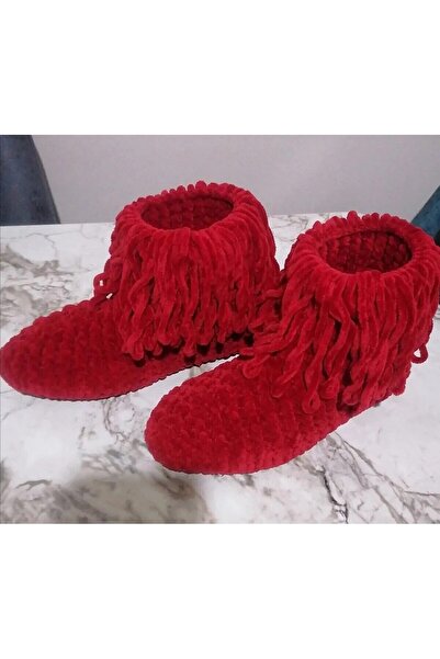 MERUT STYLE HAYATINI RENKLENDİR Ev Botu Panduf Kadife Ip Kırmızı Püsküllü El Örgüsü