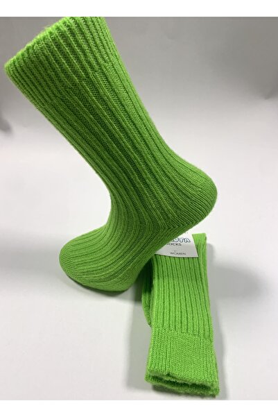 Bamuta Yün Soket Bot Çorabı Fosforlu Yeşil