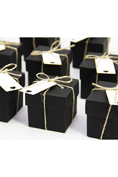 Tasarım Şeker Kare Kapaklı Şeker Kutusu - Siyah Karton - 50 Adet