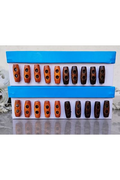 hobim42 NATURAL WOODEN BUTTON 5 PIECES LIGHT BROWN 5 PIECES DARK BROWN TOTAL 10 PIECES (SIZE: 2.5CM)