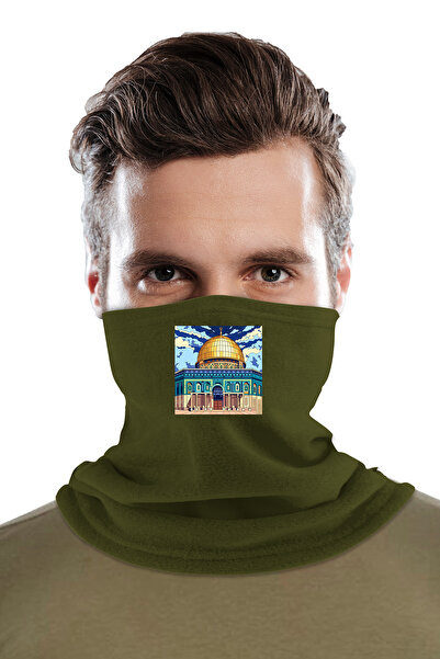 Zeron Tasarım Mescid-i Aksa imprimat iarnă fleece guler gât Bll4260 ZTBO4260