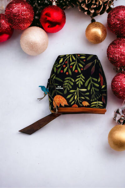 Old Cotton Vintage Küçük Desenli Renkli Makyaj Toparlayıcı Kadın El Çantası S...