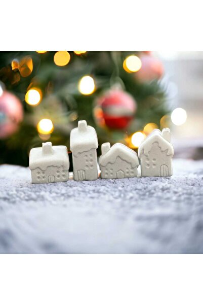 HOBİ YAP 4'lü Yılbaşı Evleri Mum Silikon Kalıp Seti ( 4-5-6 cm arası mumlar )