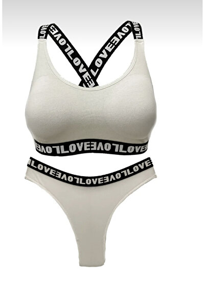 ŞahTan Love Elastic Bustier Brazil Panties Women's Sports Underwear Set