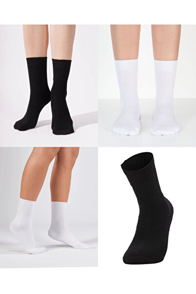 sufyy مجموعة من 10 جوارب تنس طويلة باللونين الأبيض والأسود للجنسين، جوارب ريا...