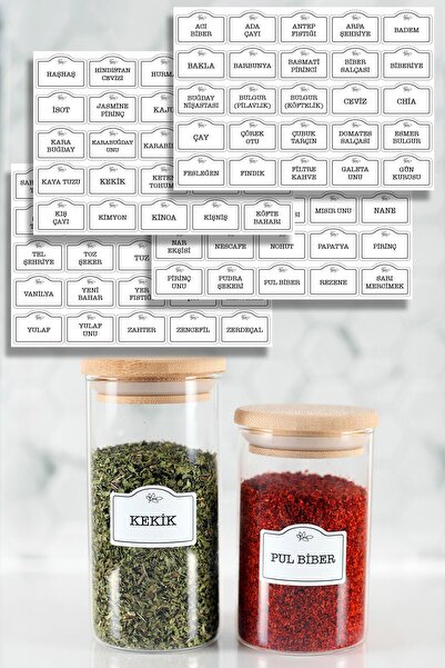 NeoPrint 100 Adet Beyaz Baharatlık Bakliyat Kuruyemiş Erzak Kavanoz Düzenleyi...