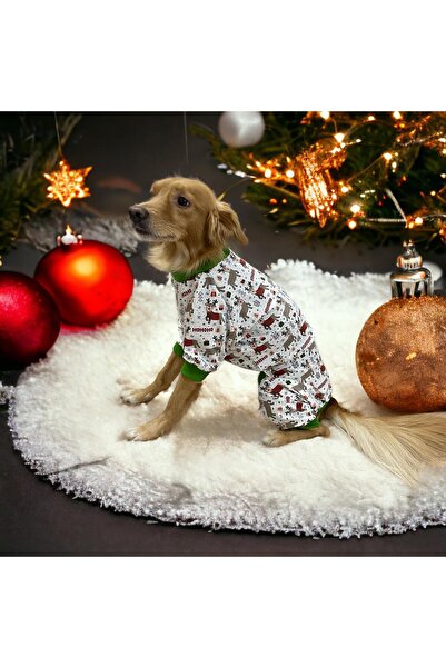 Barneystore Cat Dog New Year Christmas Combed Cotton Jumpsuit