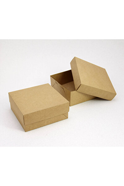 Tasarım Şeker 12 x 12 x 5 cm Kapaklı Kraft Karton Kutu - 25 Adet