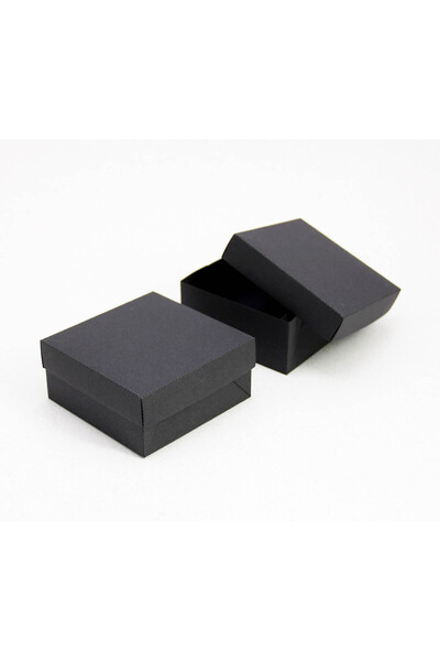 Tasarım Şeker 9 x 9 x 4 cm Kapaklı Siyah Karton Kutu - 25 Adet