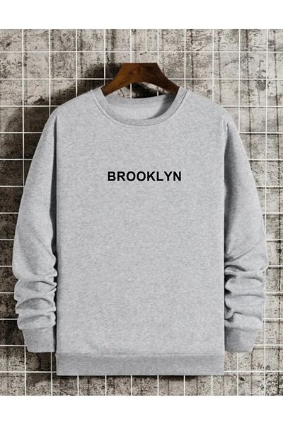 EgeModa Unisex BROOKLYN Printed Oversize Crew Neck Sweatshirt