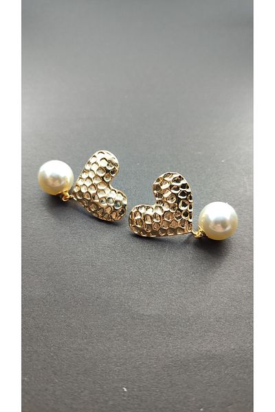 Candy Pearl Dangle Pattern Heart Shaped Earrings