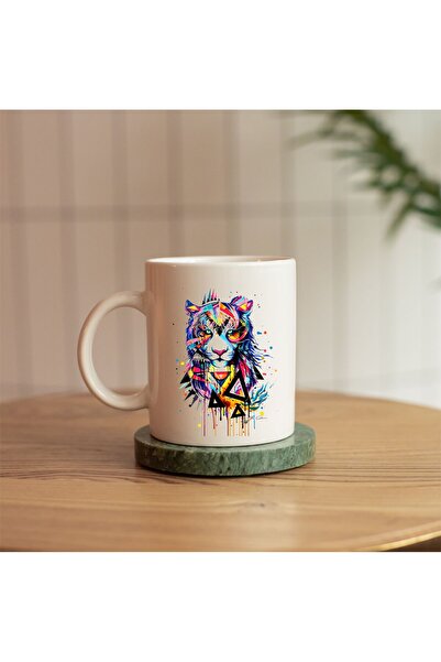 YAPO TİCARET Tiger Figure Ceramic Printed Cup