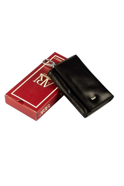 GUZIDEN 100% Genuine Leather Keychain - Keychain with Card and Money Compartment in Black Color