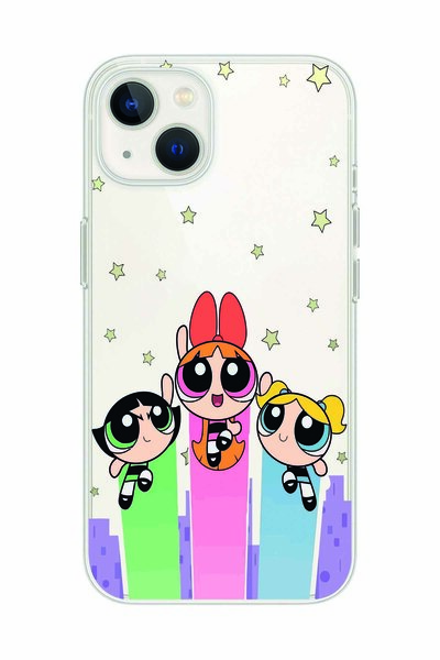 Magic Ring Iphone 13 Uyumlu Powerpuff Girls Desenli Şeffaf Telefon Kılıfı