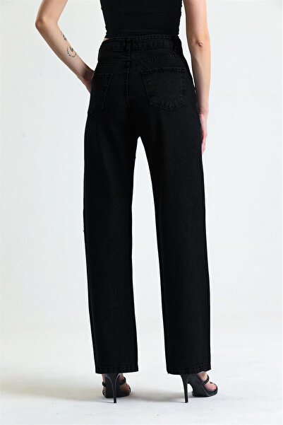 SHEVEGA Black 90's Wide Leg Fit High Waist Wide Leg Boyfriend Jean Jeans