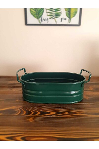 Panoramas Home Bread Bowl Green Decorative Bread Basket Durable Galvanized