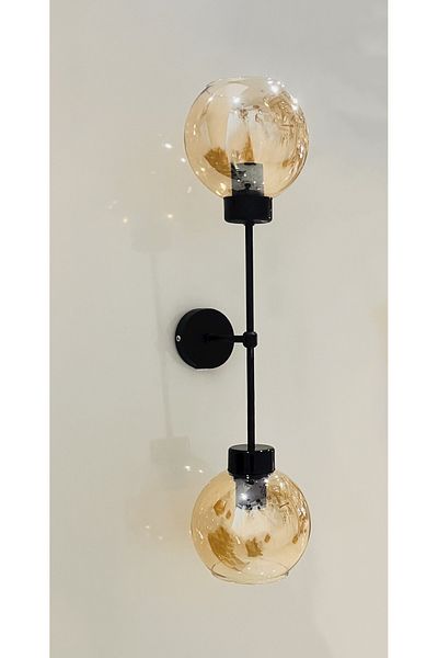 gaziantepavize Poyraz Black Metal Modern Electric Sconce with Glass