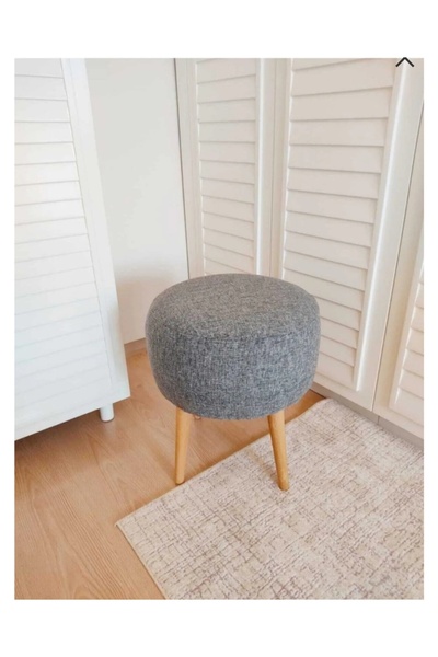 BEYLERBEYİ Beylerbeyi Gri Puf & Bench & Tabure,keten kumaş,3'lü ayak (gürgen ...