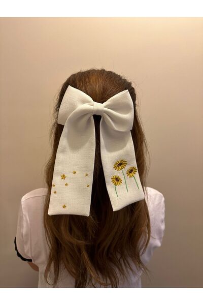 asyakuş Flower and Star Embroidered Tailed Bow Automatic Buckle