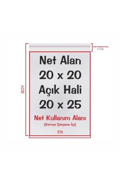BossPack Şeffaf Bantlı (20x25 Cm) Parlak Jelatin Poşet (100 Adet) - Şeffaf Hediye Poşeti