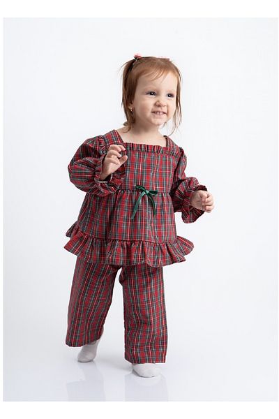 Soft and Baby Girl's Plaid New Year's Pajama Set New Year (PLEASE 1 SIZE BIGGER)