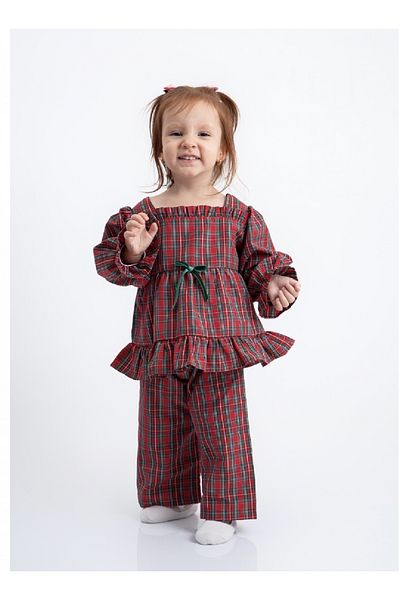 Soft and Baby Girl's Plaid New Year's Pajama Set New Year (PLEASE 1 SIZE BIGGER)