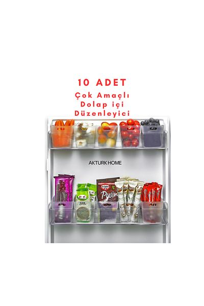 AKTURK HOME Set of 10 - Refrigerator Door Organizer - Multi-Purpose Bathroom Kitchen Cabinet Organizer