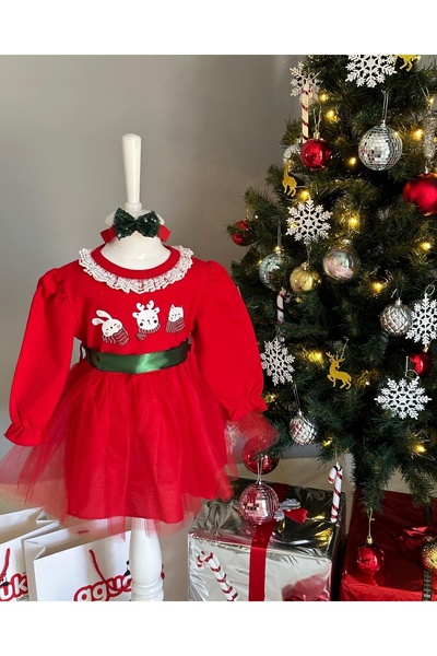 Soft and Baby Kız Çocuk Yeni Yıl Tüllü Yılbaşı Elbise Taç Hediyeli