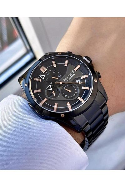 Ferrucci Men's Multifunctional Metal Band Wristwatch