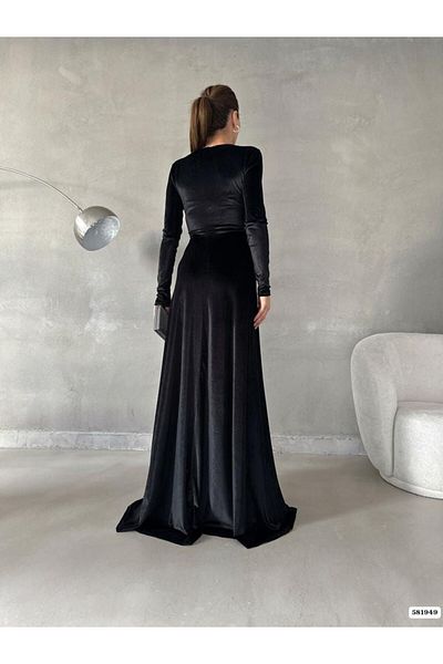 ModaLy Moda ΕΥΕΛΙΚΤΟ ΒΕΛΟΥΔΙ ΥΦΑΣΜΑ ΜΑΥΡΟ ΧΡΩΜΑ ΒΡΑΔΙΝΟ ΦΟΡΕΜΑ GL-725 581949