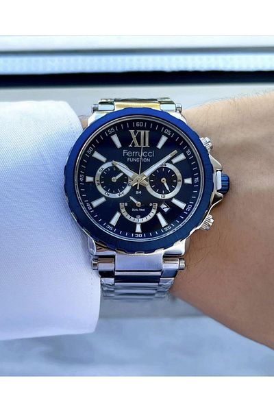 Ferrucci Men's Multifunctional Metal Band Wristwatch