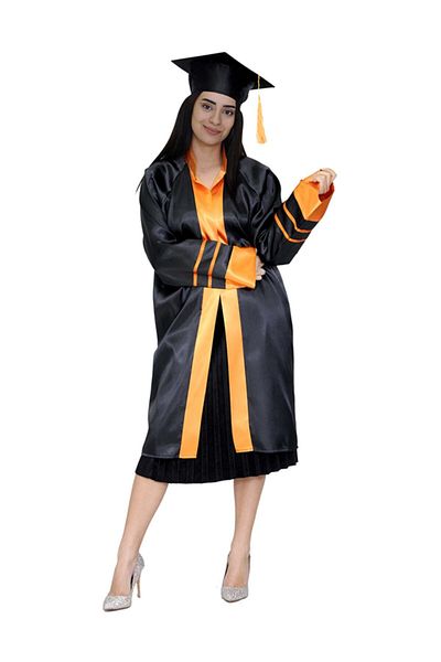 Mezuniyetshop University Cap Cube Black Orange Striped