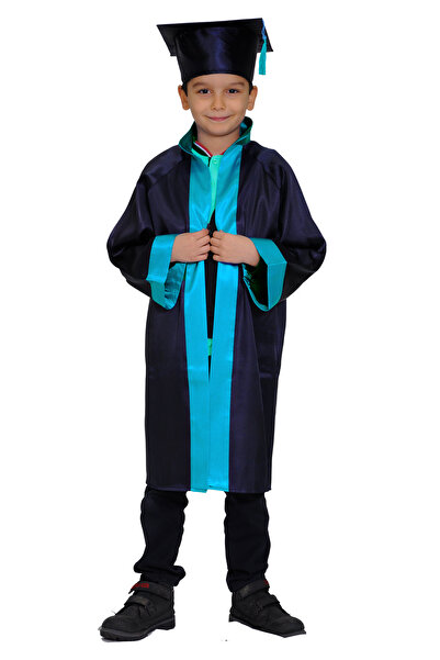 Mezuniyetshop قبعة التخرج Cübbe المدرسة الابتدائية الأزرق الداكن الفيروز