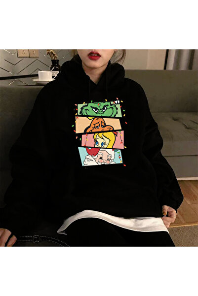 Toum Σφέρα Βίντατζ Χριστουγεννιάτικο με τύπωμα Μαύρο Ουνισέξ oversized με κου...